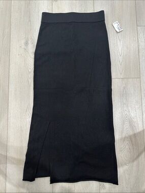 Black Maxi Pencil Skirt with Front Slit